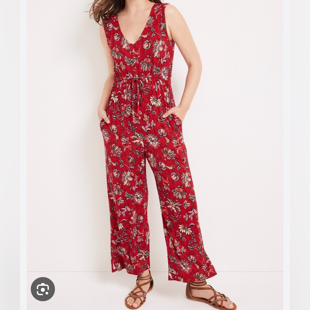 Maurices 24/7 Floral Jumpsuit Large